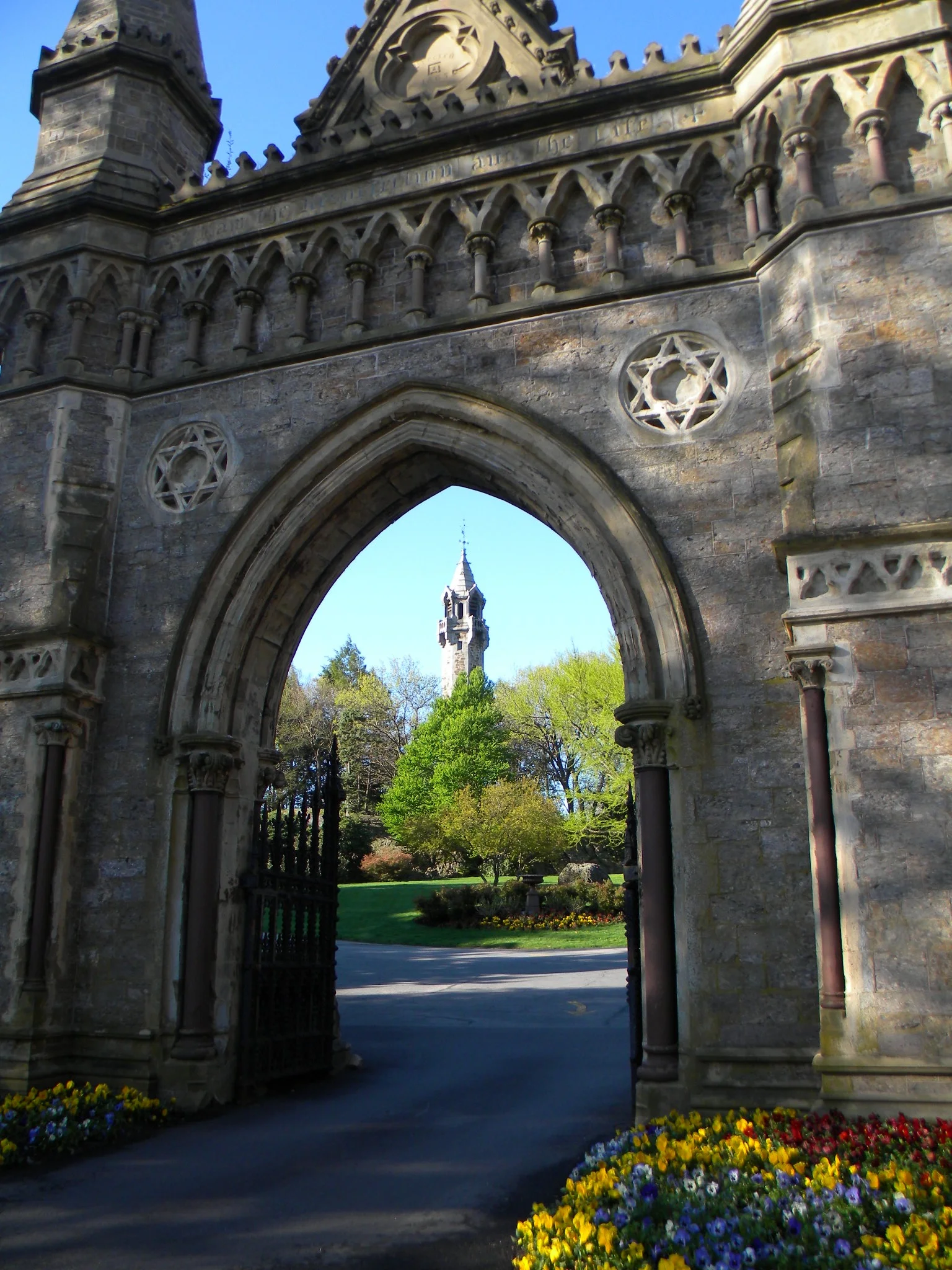 Forest Hills Cemetery Entrance Gate and Snowflake Hill Belltower. Photograph by Richard Heath