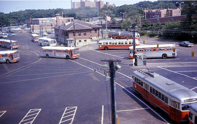 The Arborway Yard on June 27, 1967. Photograph by David Wilson/Flickr