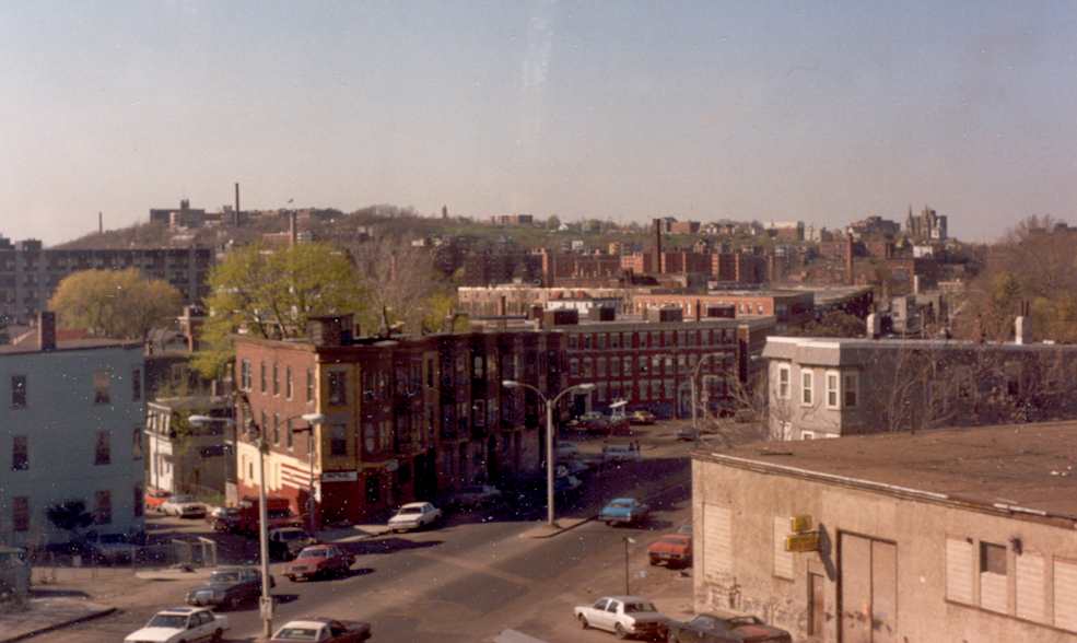 Platform view of Egleston Square Station taken on April 26, 1987, the last day the line operated. Photograph by Richard Heath.