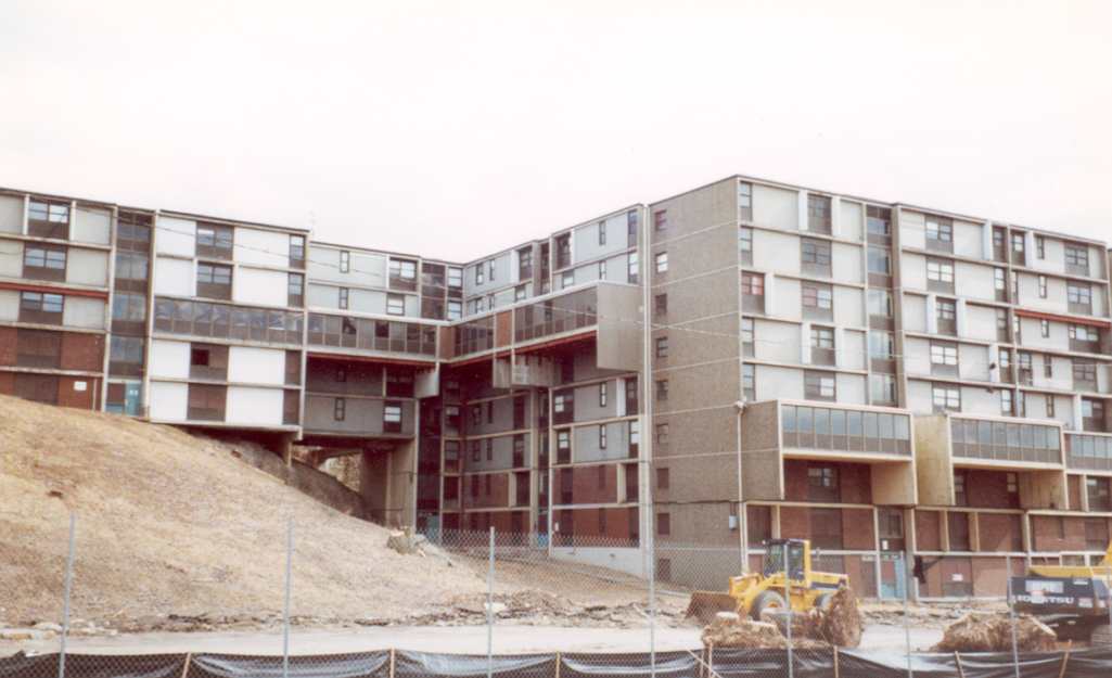 The original Academy Homes II.  Completed in 1967. Carl Koch, architect. Photographed in April, 2001 prior to demolition.