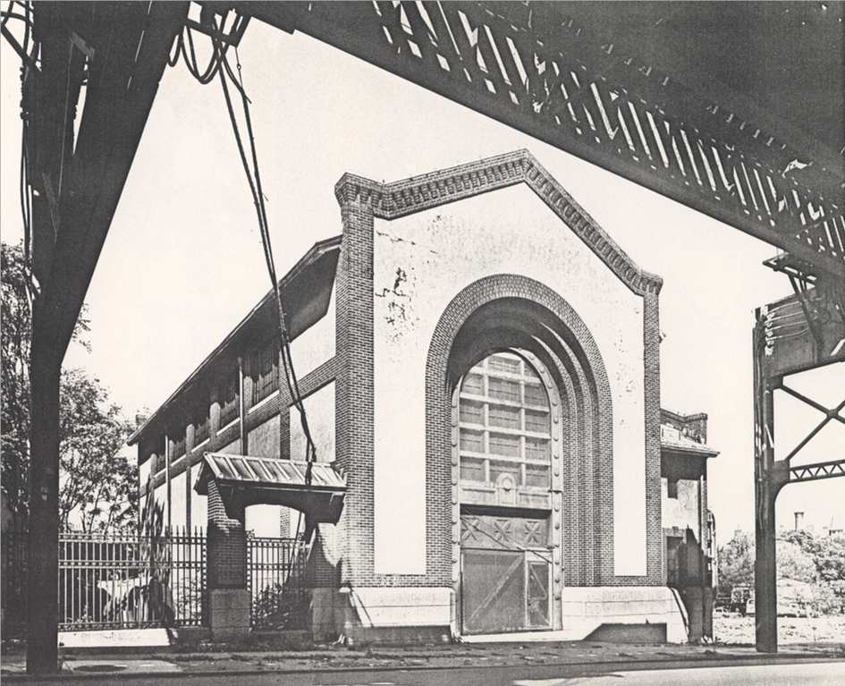 This power substation for the elevated railway was built in 1909. Photograph by Richard Cheek in the summer of 1982.