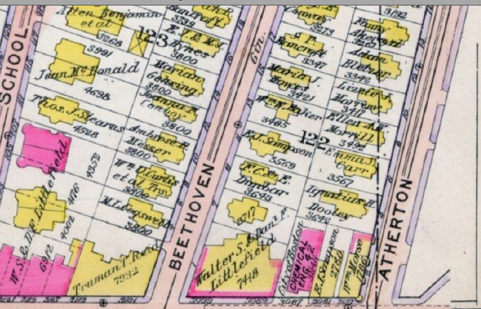 1914 Bromley Real Estate Atlas page showing the location of Firehouse Engine 42. 