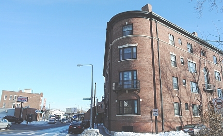 Greenough Ave. Apartments (on right) and Seaver store building. Photograph courtesy of Richard Heath.