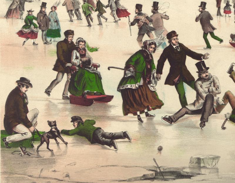 A section of a lithograph depicting skating on Jamaica Pond. Courtesy Library of Congress Prints and Photographs Division. http://www.loc.gov/pictures/resource/pga.00381/