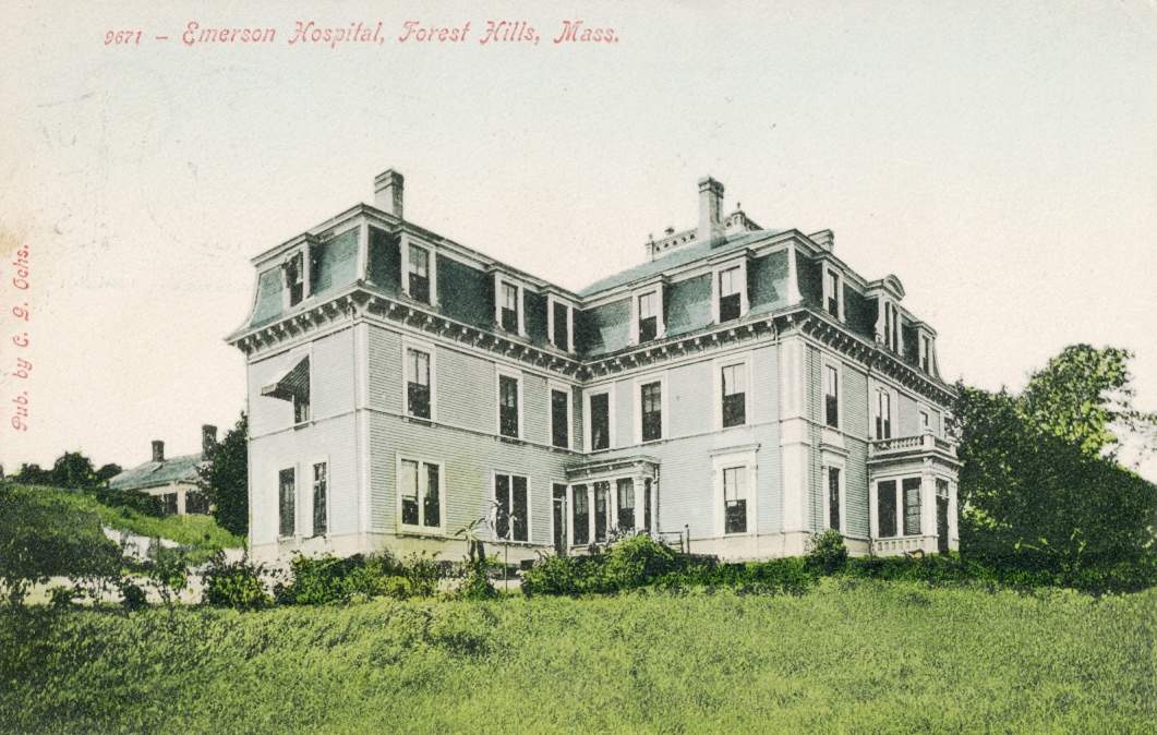  Emerson Hospital, a 42-bed institution, once stood at 118 Forest Hills St.&nbsp; The hospital was founded and operated by noted Homeopathic physician Nathaniel W. Emerson. The hospital was established before 1907 and appears on maps as late as 1924.