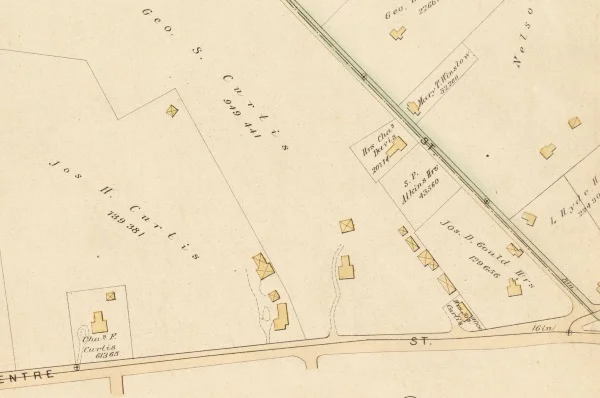 1884 G.W. Bromley map showing Curtis family properties on Centre St.