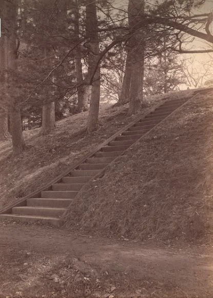 John Hancock stairs at Jamaica Pond. Courtesy Boston Public Library .