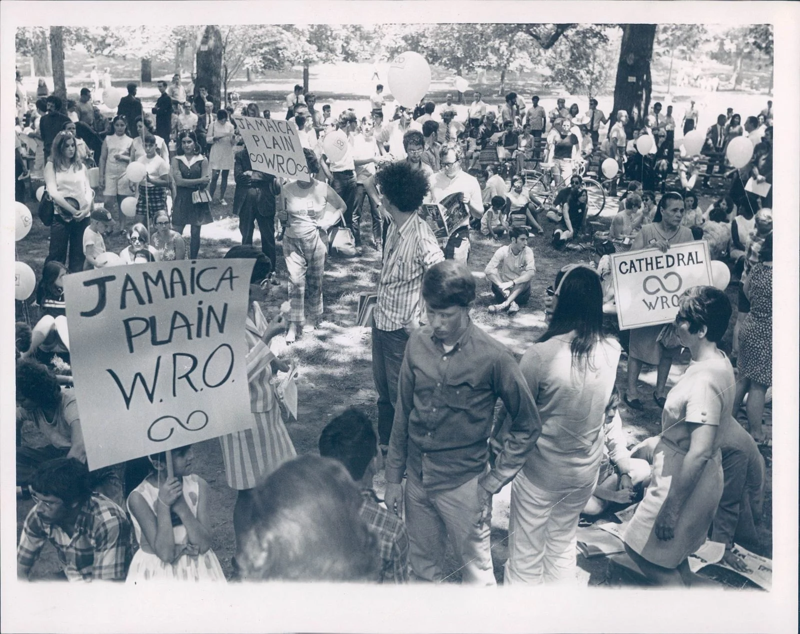 Jamaica Plain Welfare Rights Organization activists rally on Boston Common, June 1, 1969. Photograph by Zabala. Source: Ebay posting
