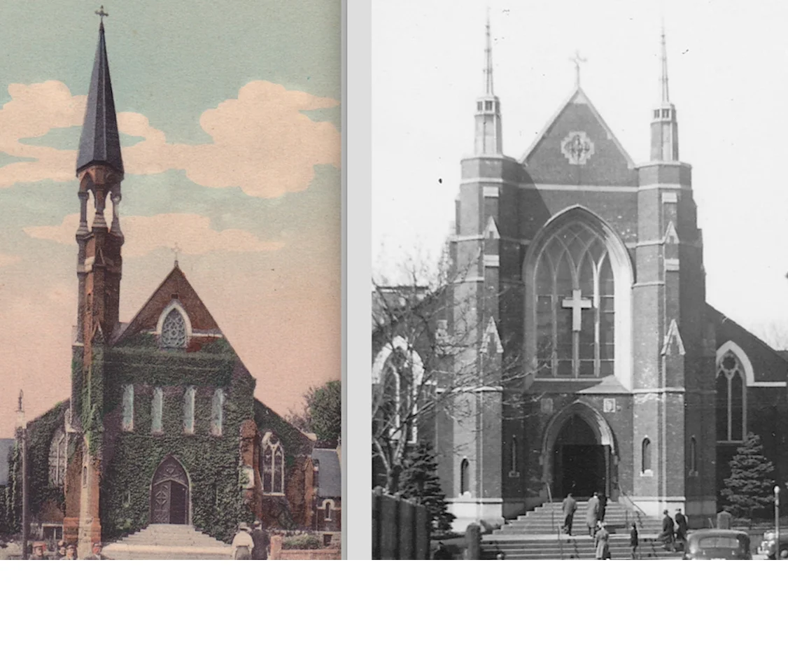 St Thomas Aquinas Church in 1910 & 1940. Learn how the facade of the church was changed so drastically here. Images provided courtesy of Richard Heath