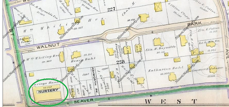 1889 GW Bromley Atlas of Roxbury showing the Stieirt Brothers Nursery. The owners of the large estates scattered on Walnut Park and Egleston Square Street were certainly part of the customer base of the three nurseries in Egleston Square.