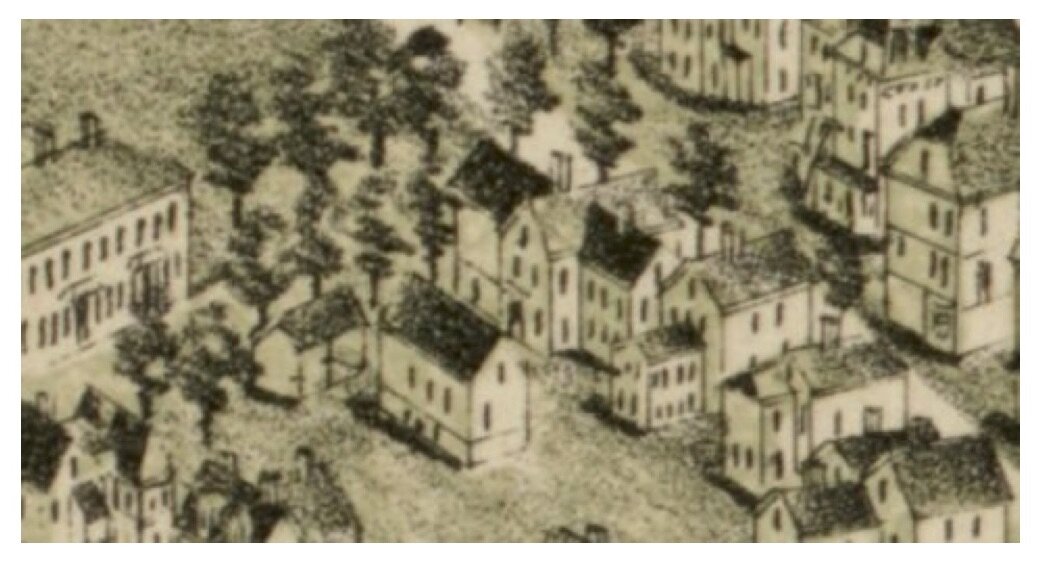 Inset of the 1891 Bird’s Eye View map showing 101 Carolina Avenue, Norman B. Leventhal Map Center Collection, Boston Public Library.