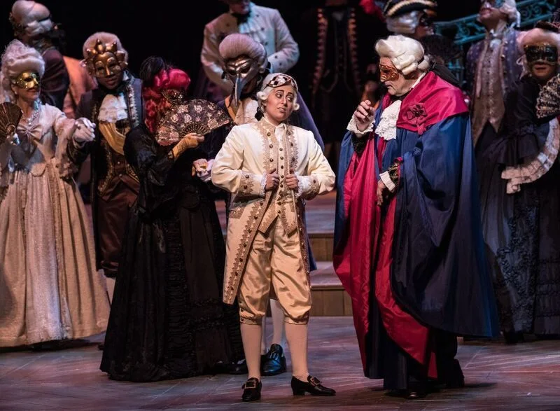 Un ballo in maschera - Florida Grand Opera Elena Galván (Oscar) and Todd Thomas (Renato) in Un ballo in maschera with Florida Grand Opera Photo credit: Brittany Mazzurco Muscato