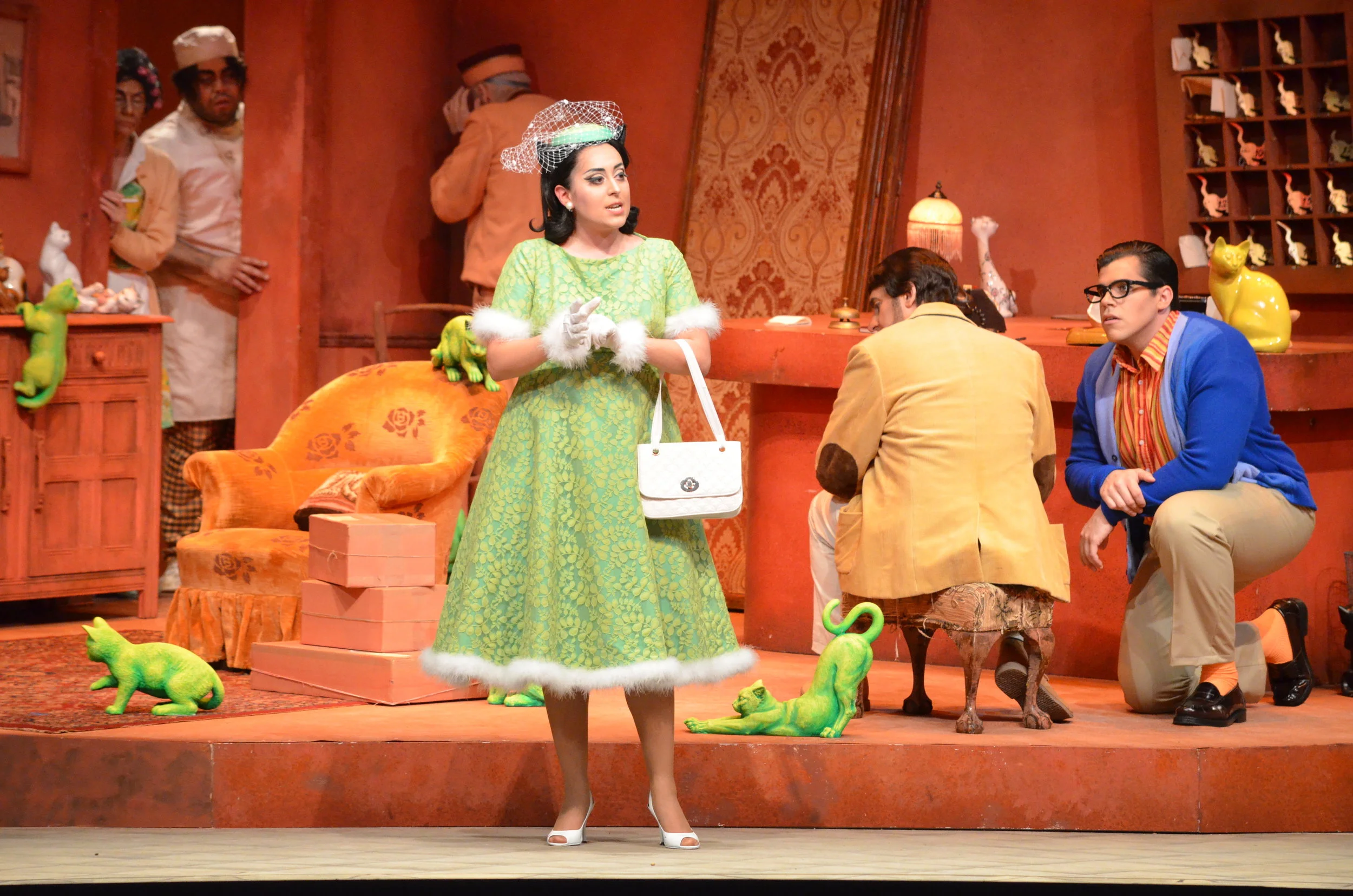 Elena Galván (Norina) with Marco Nistico (Malatesta), and Daniel Bates (Ernesto) in Don Pasquale at Florida Grand Opera Photo credit: Daniel Azoulay
