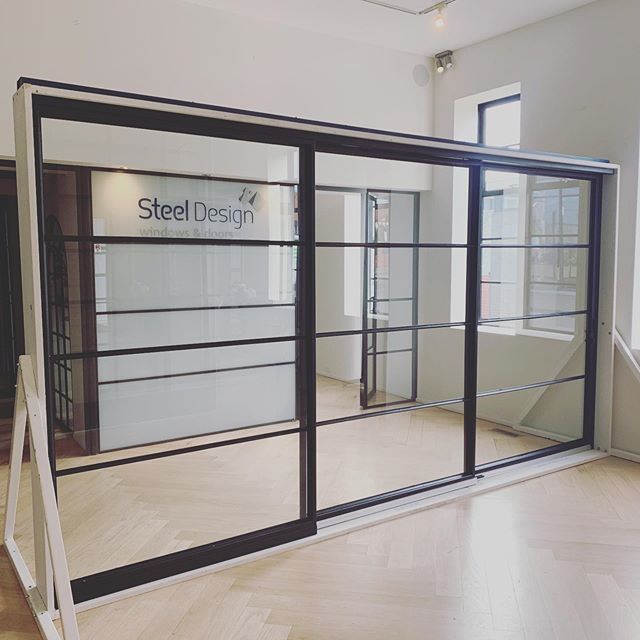 Here is an example of one of our Standard range sliding doors, newly glazed, taking pride of place in our showroom! All standard range items are available on our website! steeldesign.com.au/shop
