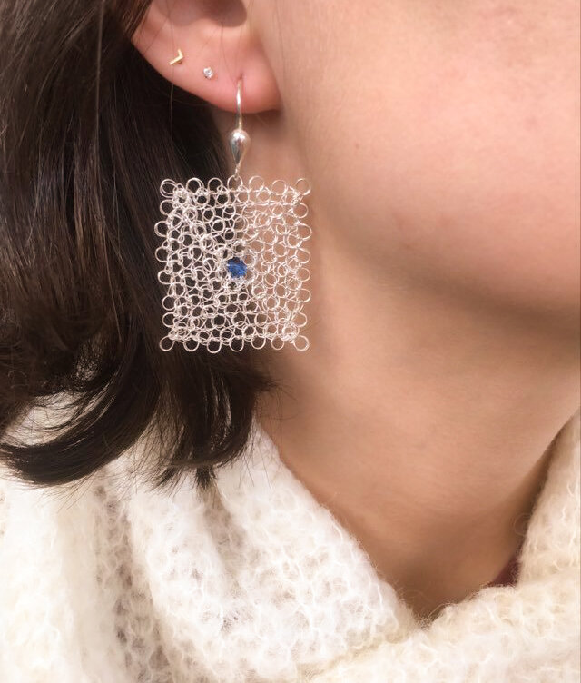 silver, earrings, crochet, swaroski crystal, fair trade shopping, ethical gifts, ethica