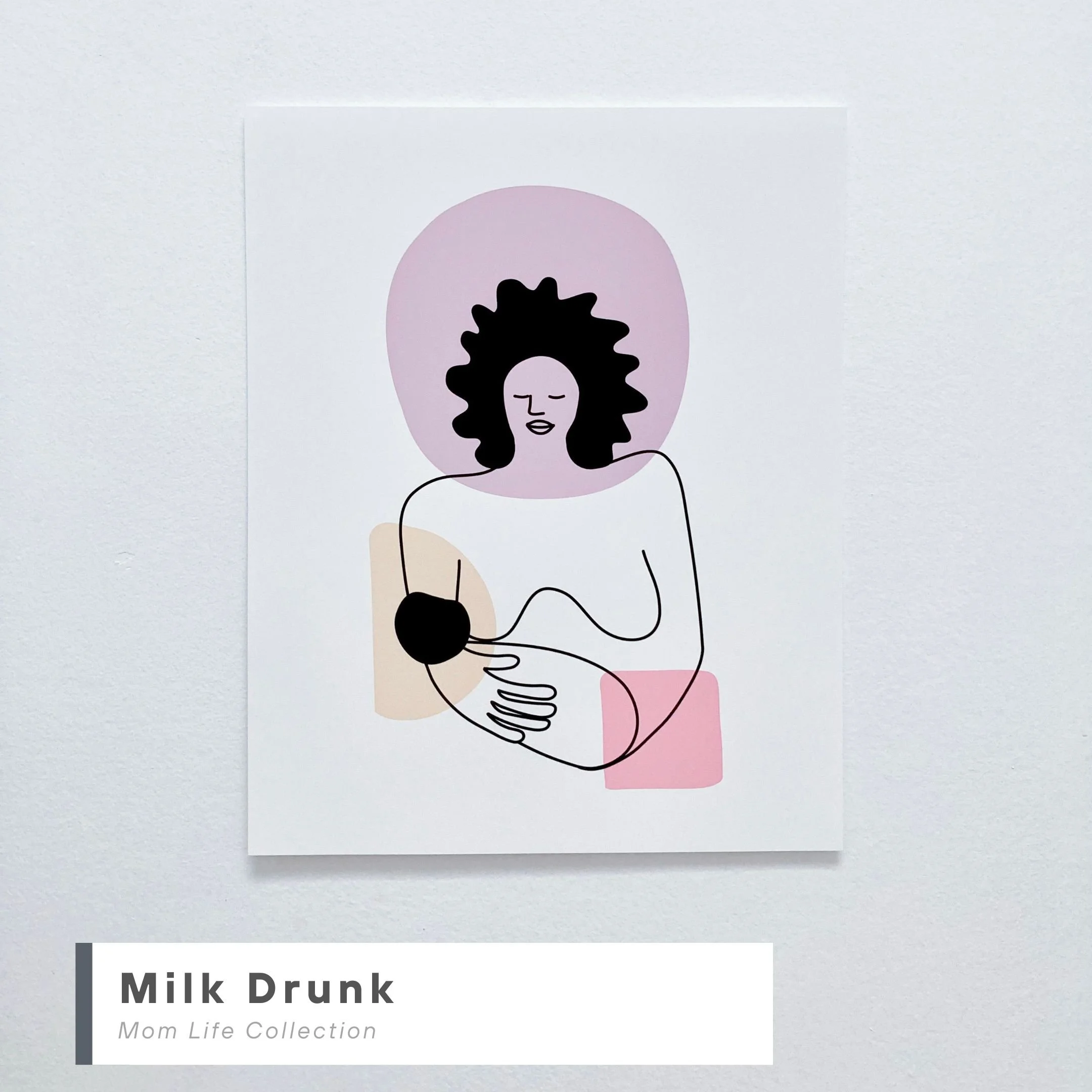 digital illustration line drawing new mother breastfeeding baby
