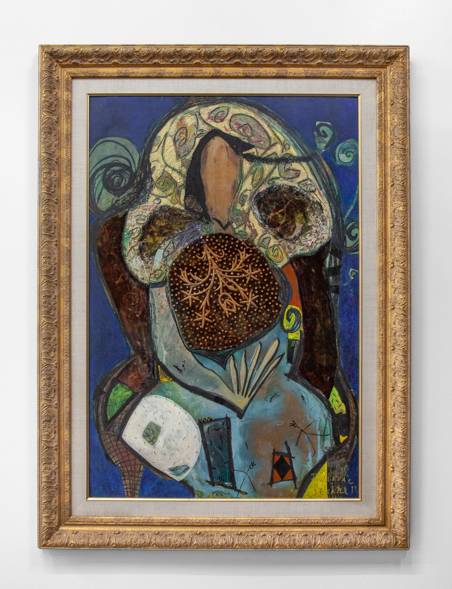  Sekana Radović  Remnants of the Past,  1999 mixed-media on cardboard  39 x 26.75 in (99.06 x 67.95 cm) #SR1011 