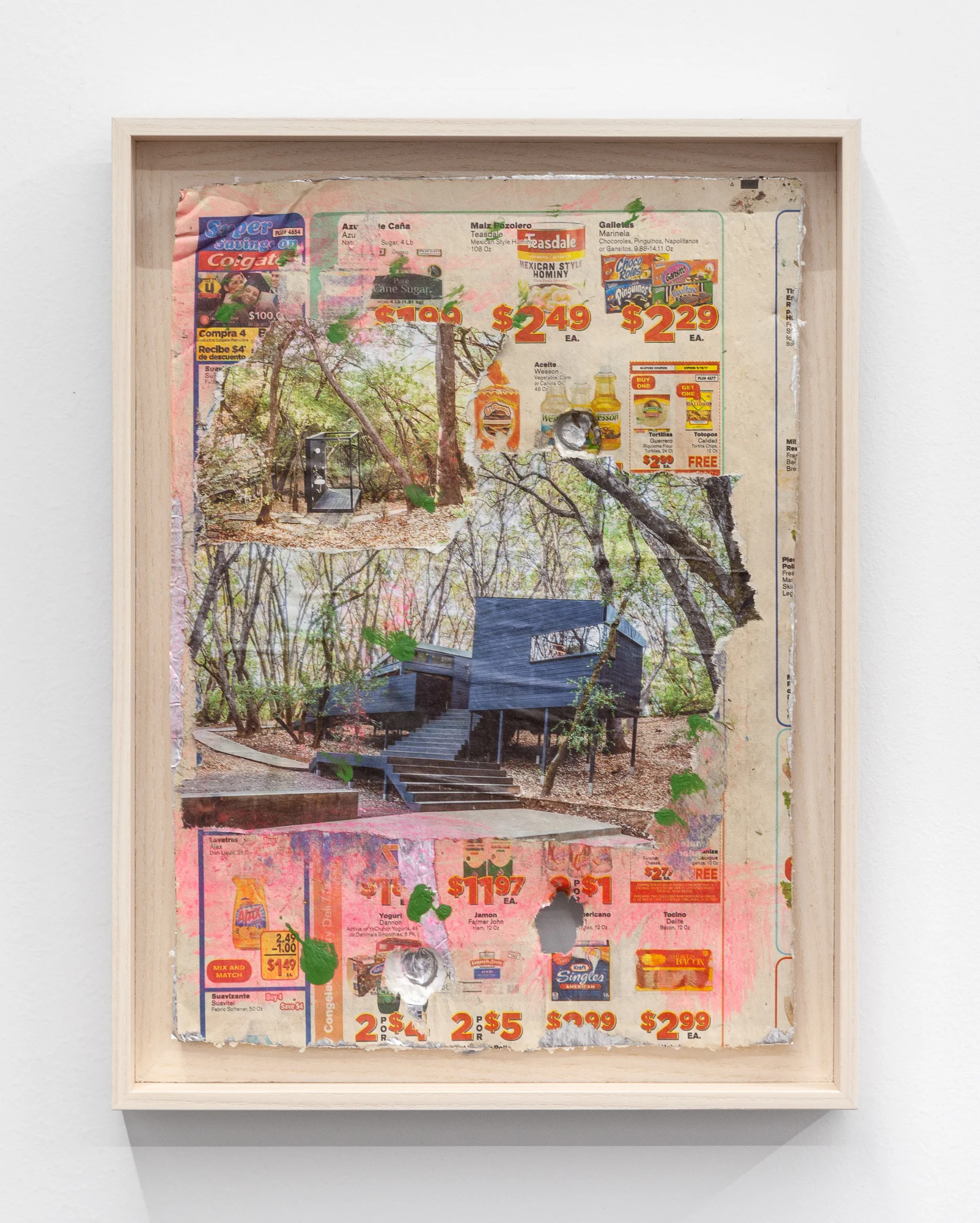   Outdoor Shower,  2019 collage and acrylic on Mylar-coated Styrofoam 14.25 x 10.75 in (33.02 x 25.4 cm) #JPW1030 