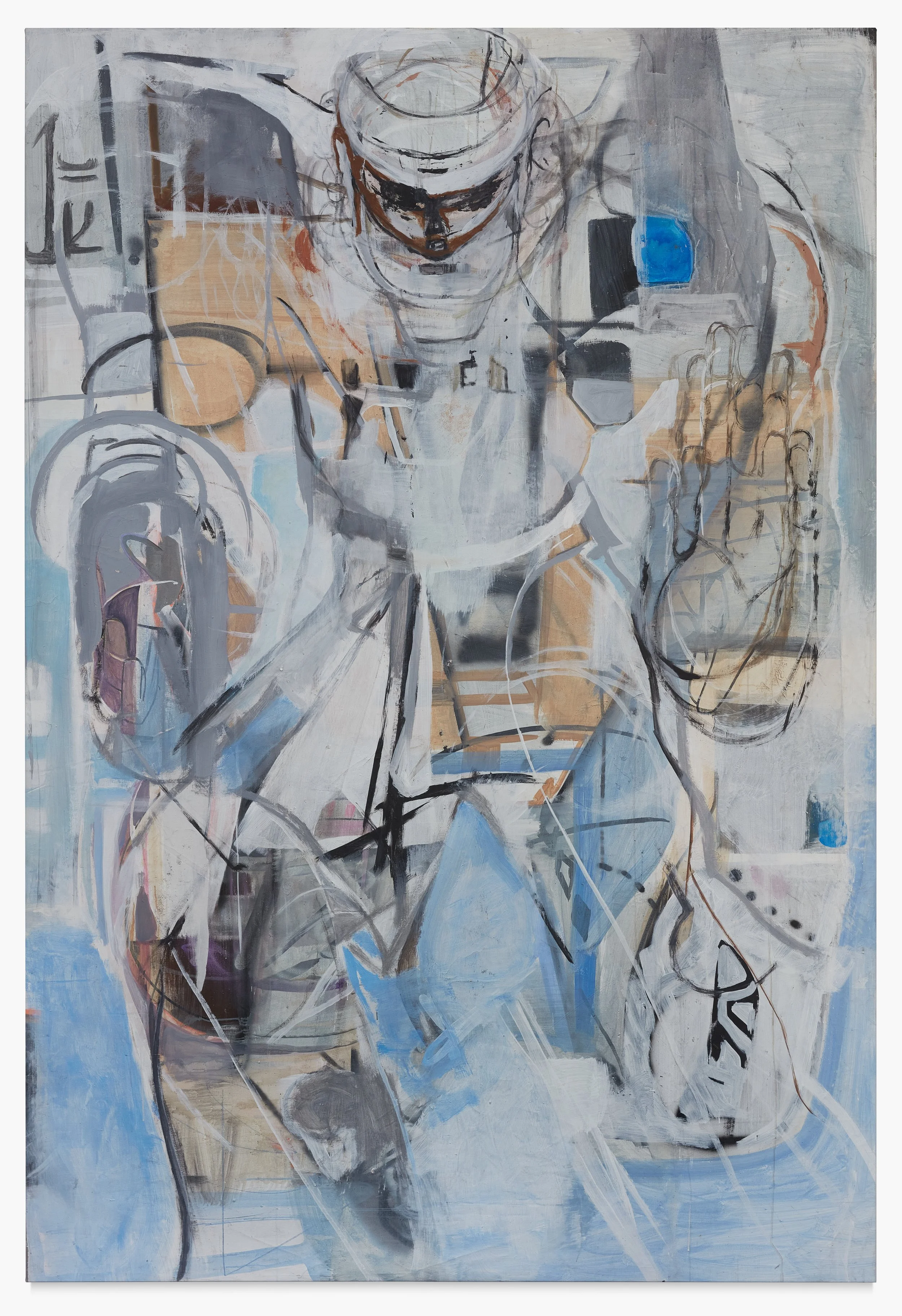 Lucent Core (2025), acrylic, spray paint, and charcoal on canvas, 109 x 72 in. (277 × 183 cm)