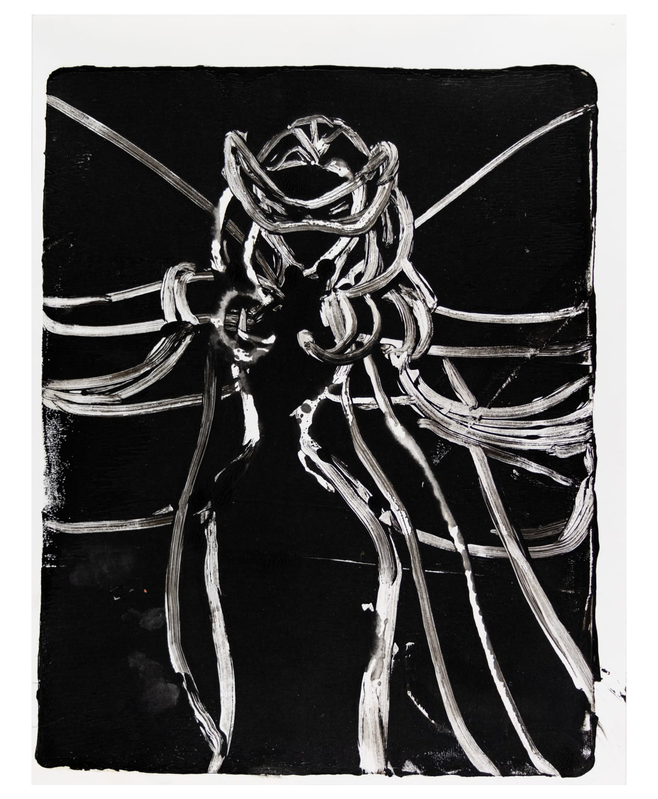  Raina "Tokyo" Carter  Untitled (Mysterious Character) , 2023 Linotype on paper 8 ½ x 11 in. (21.6 x 27.9 cm) 