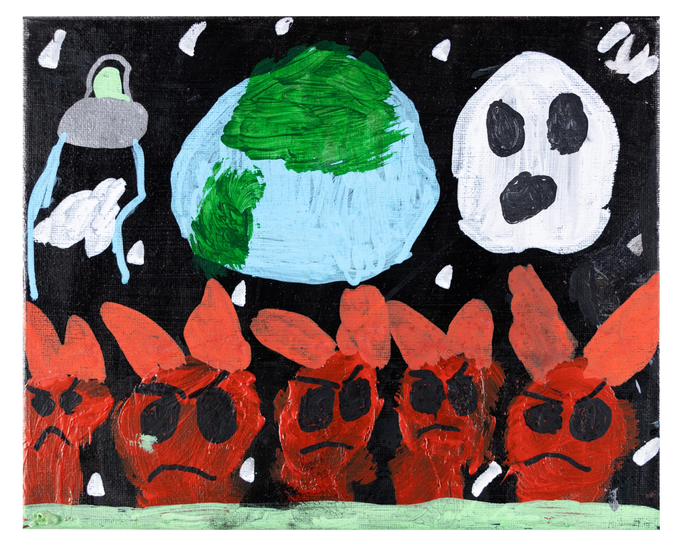 Omar Abulsheikh  Devil Invasion , 2023 Acrylic on canvas 8 x 10 in. (20.3 x 25.4 cm) 