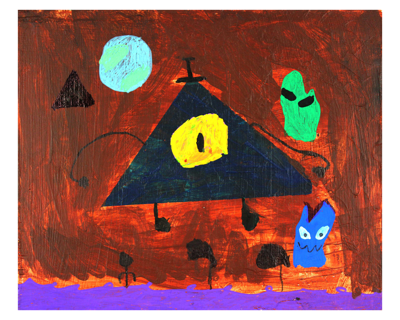  Omar Abulsheikh  Illuminati Take Over Planet , 2022 Acrylic on canvas 11 x 14 in. (27.9 x 35.6 cm) 