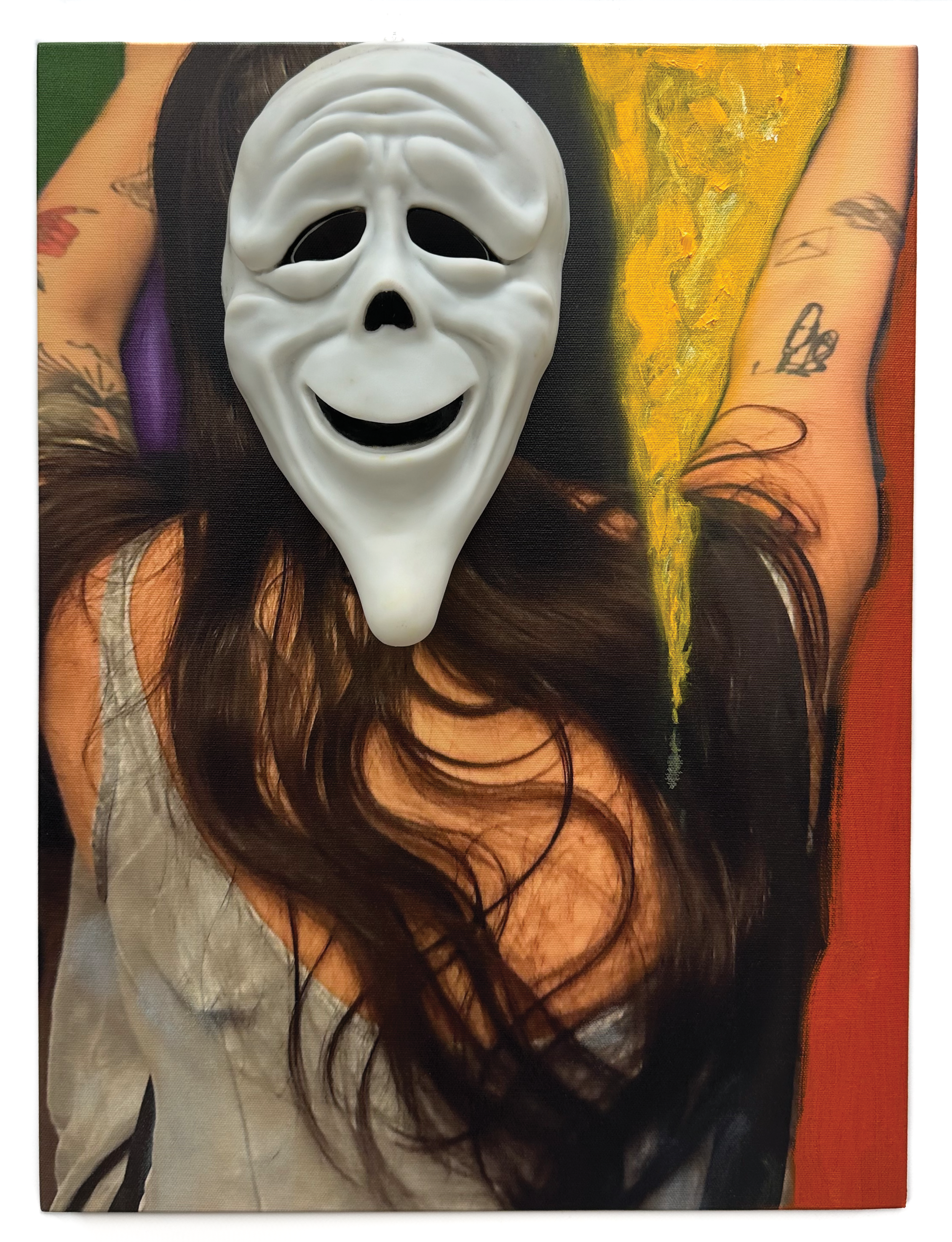  Max Capus  Tidal wave , 2025 Oil, latex mask, and inkjet print on canvas 20 x 15 in. (50.8 x 40.6 cm) 