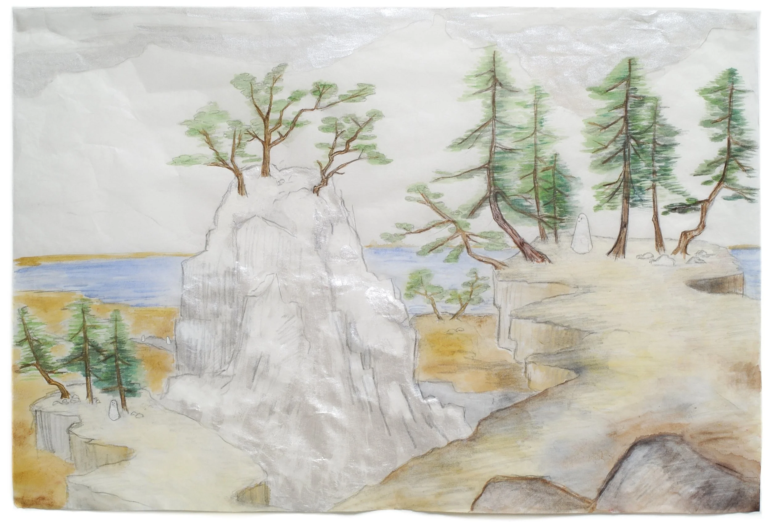  Mindy Rose Schwartz  Haunted Landscape , 2004 Watercolor, graphite and iridescent ink on mulberry paper 11 x 17 in. (27.9 x 43.2 cm) 