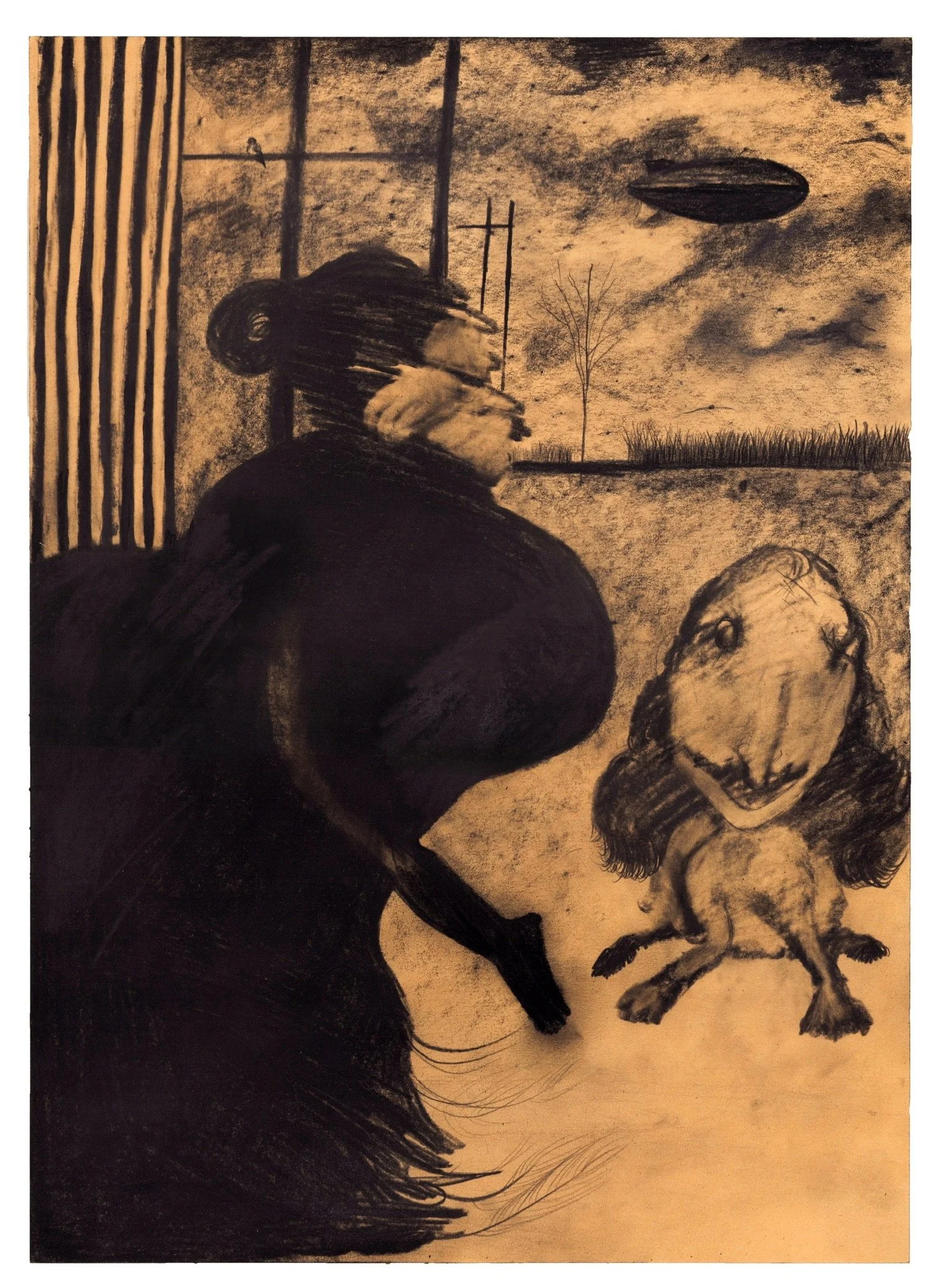   Pounder , 2025 graphite on paper 18 x 13 in. (46 x 33 cm) KS0014 