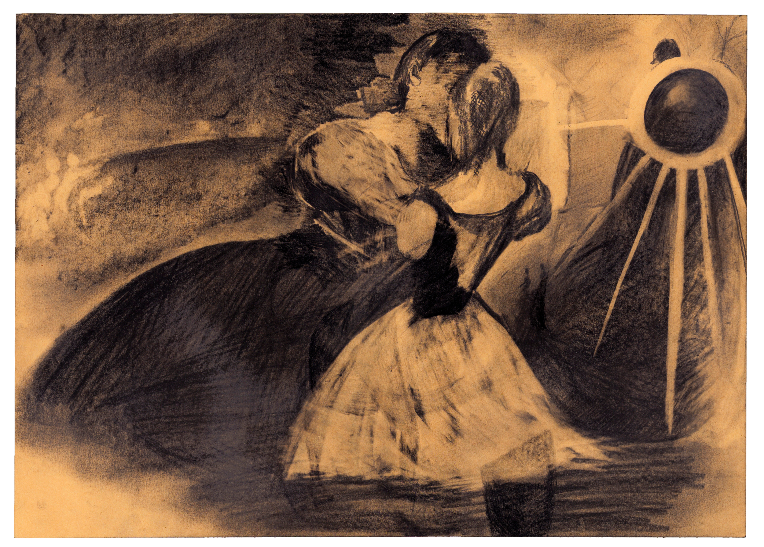   Two Kissers , 2025 graphite on paper 13 x 18 in. (33 × 46 cm) KS0017 