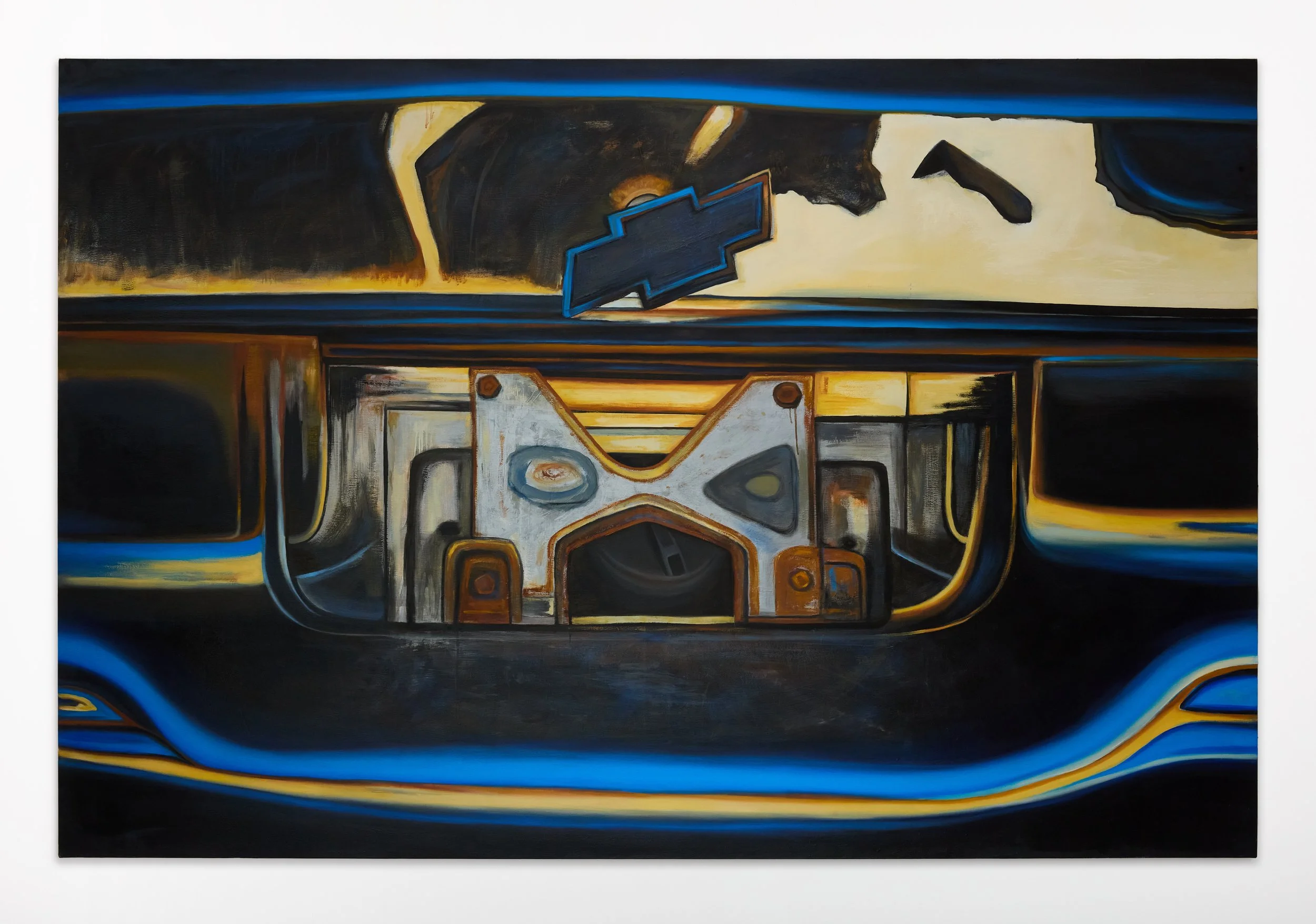  Marika Thunder,  Egyptian Chevy  (2024-2025), oil on canvas, 48 x 72 in (122 x 183 cm) 