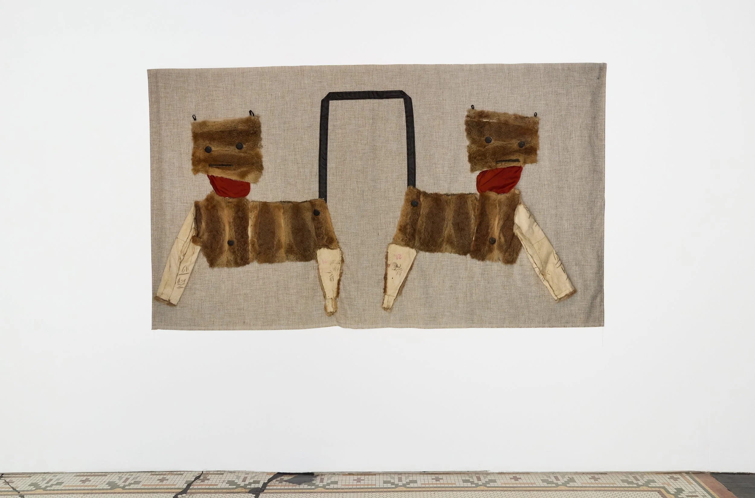   Feline  (2026) rabbit fur, upholstery fabric, glue, thread 98 x 57 in. (249 x 145 cm) 