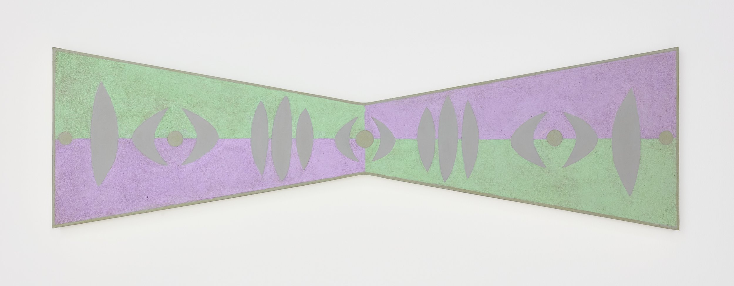   Hard Scarf - Bow , 2026 acrylic interference paint on panel 30 x 10 x 2¼ in. (76 x 25 x 5 cm) 