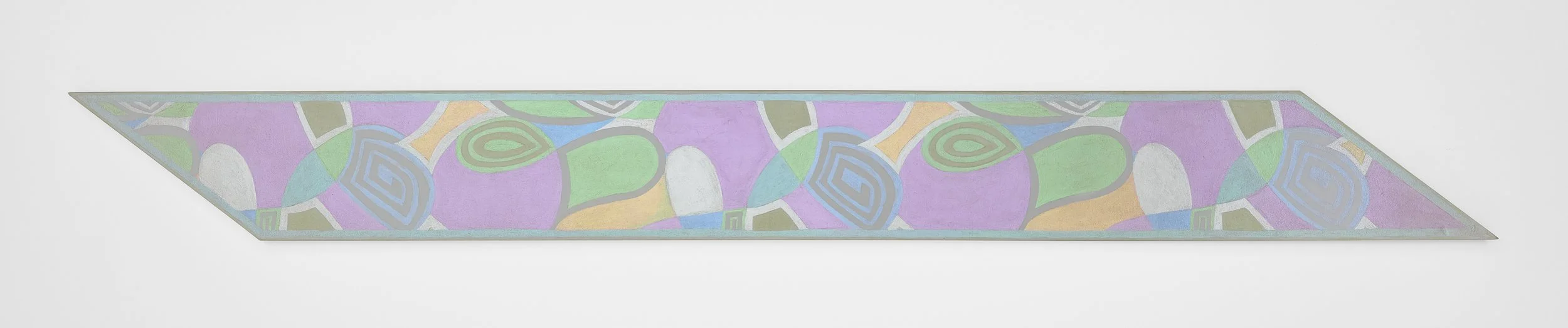  Hard Scarf - Polygon , 2026 acrylic interference paint on panel 7 x 66½ x 2¼ in. (18 × 169 × 6 cm) 