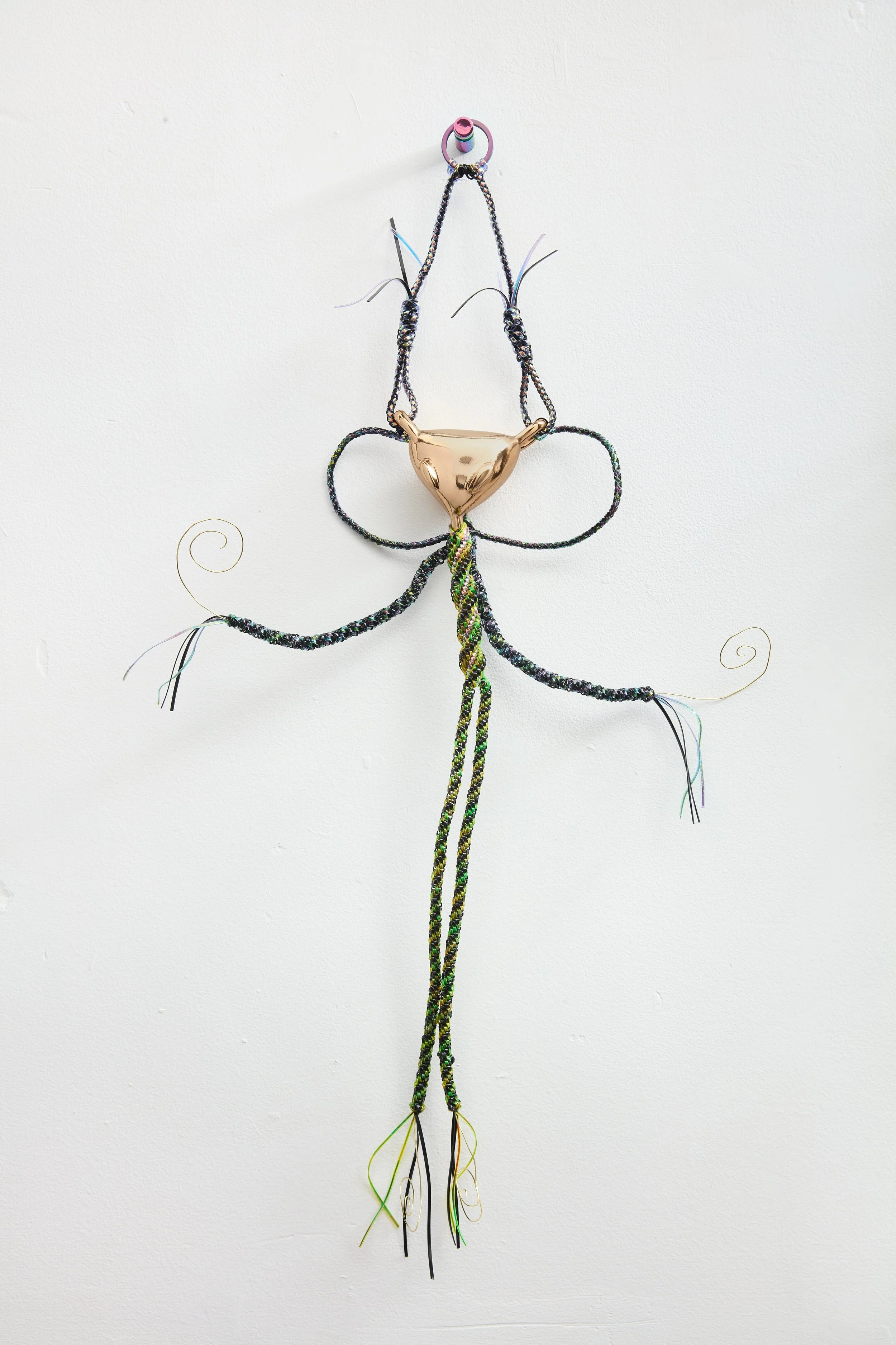   We All Are Aliens (Alien III)  , 2026 bronze, lanyard, brass wire 29 x 9 x 2 in. (74 × 23 x 5 cm) 