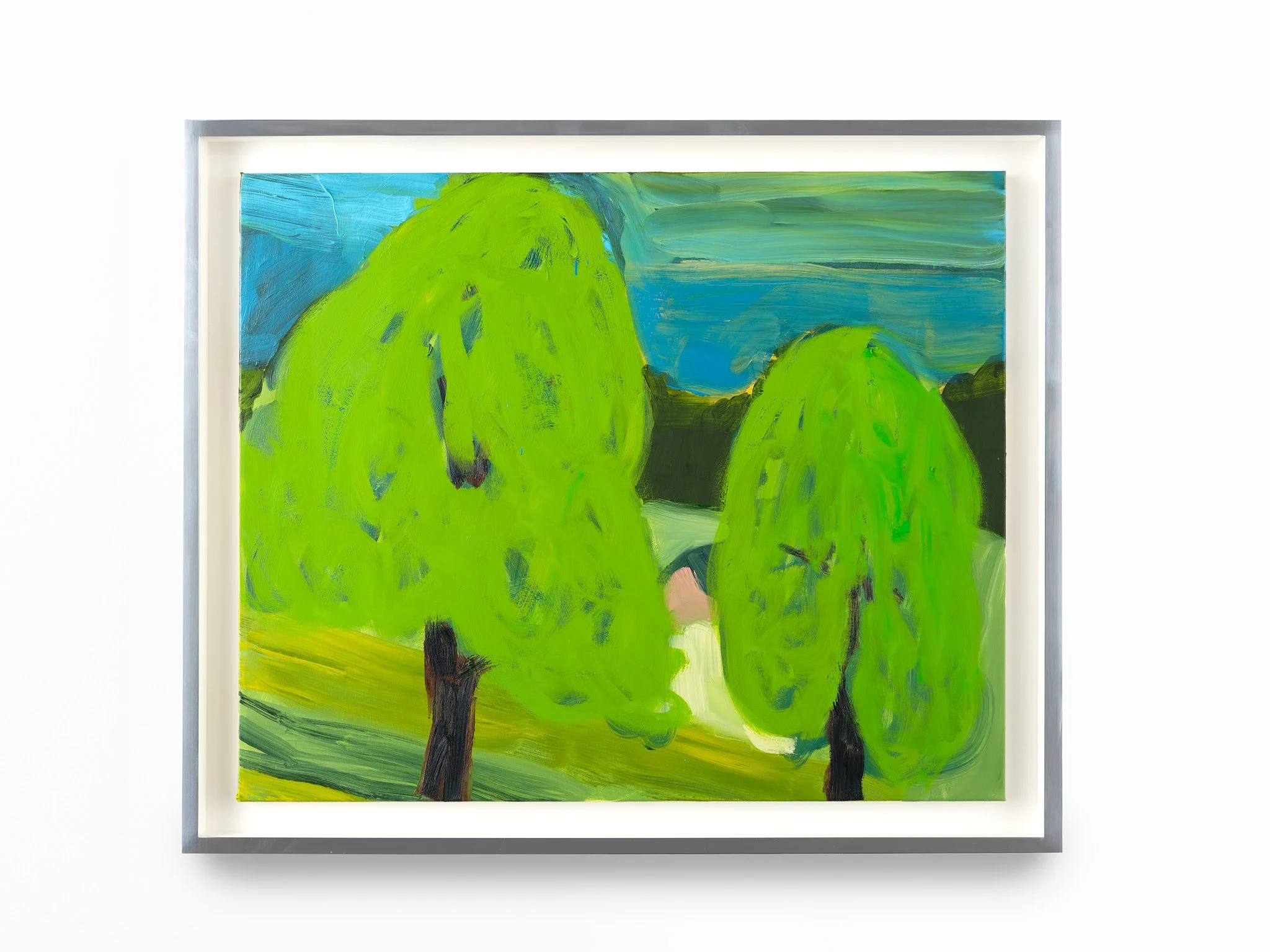   Paysage , 2026, oil on linen in polished aluminum frame, 30.25 x 37.25 in. (77 × 95 cm) 