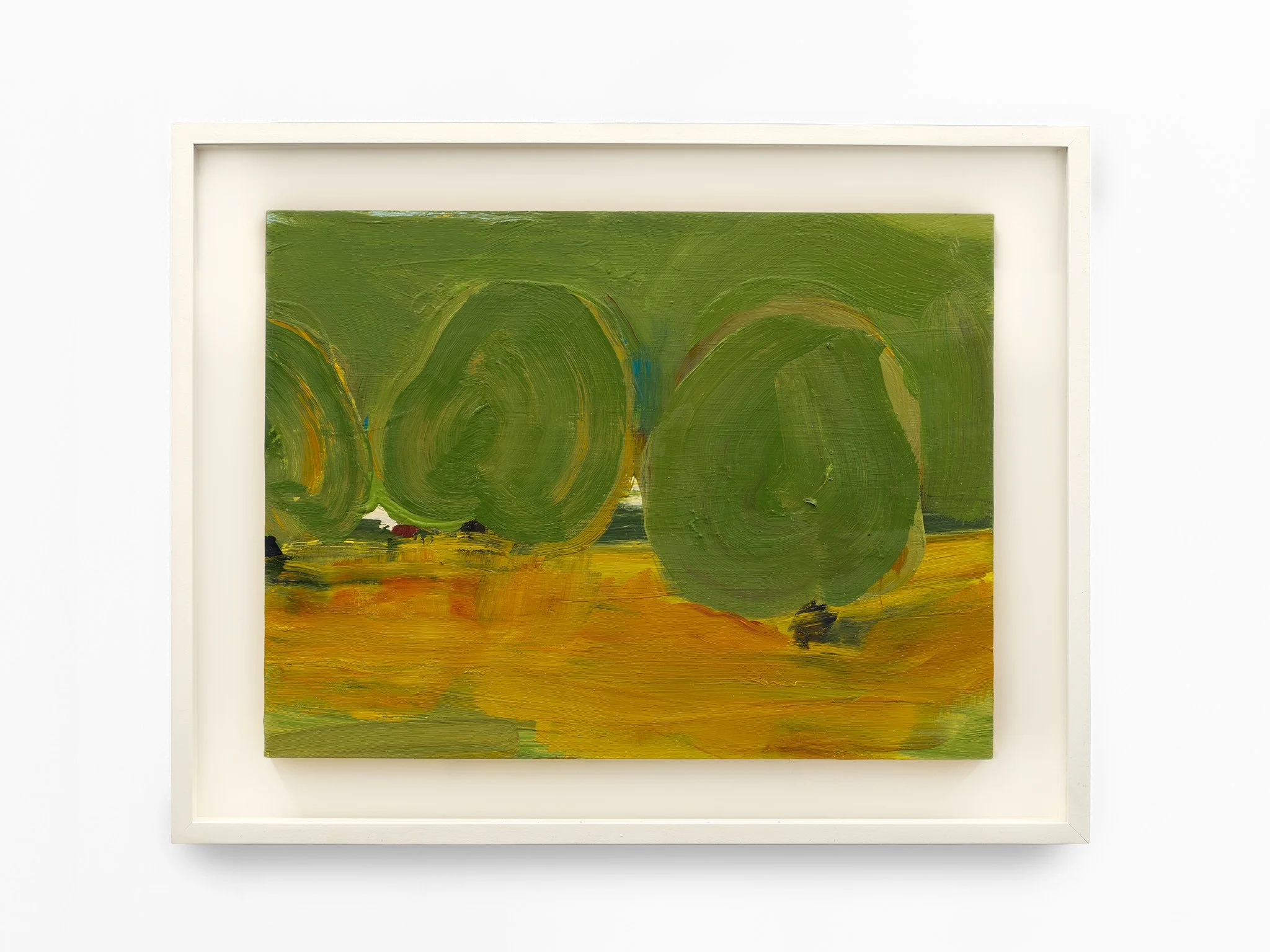   Paysage , 2026, oil on panel in painted maple frame, 11 x 14 in. (28 × 36 cm) 
