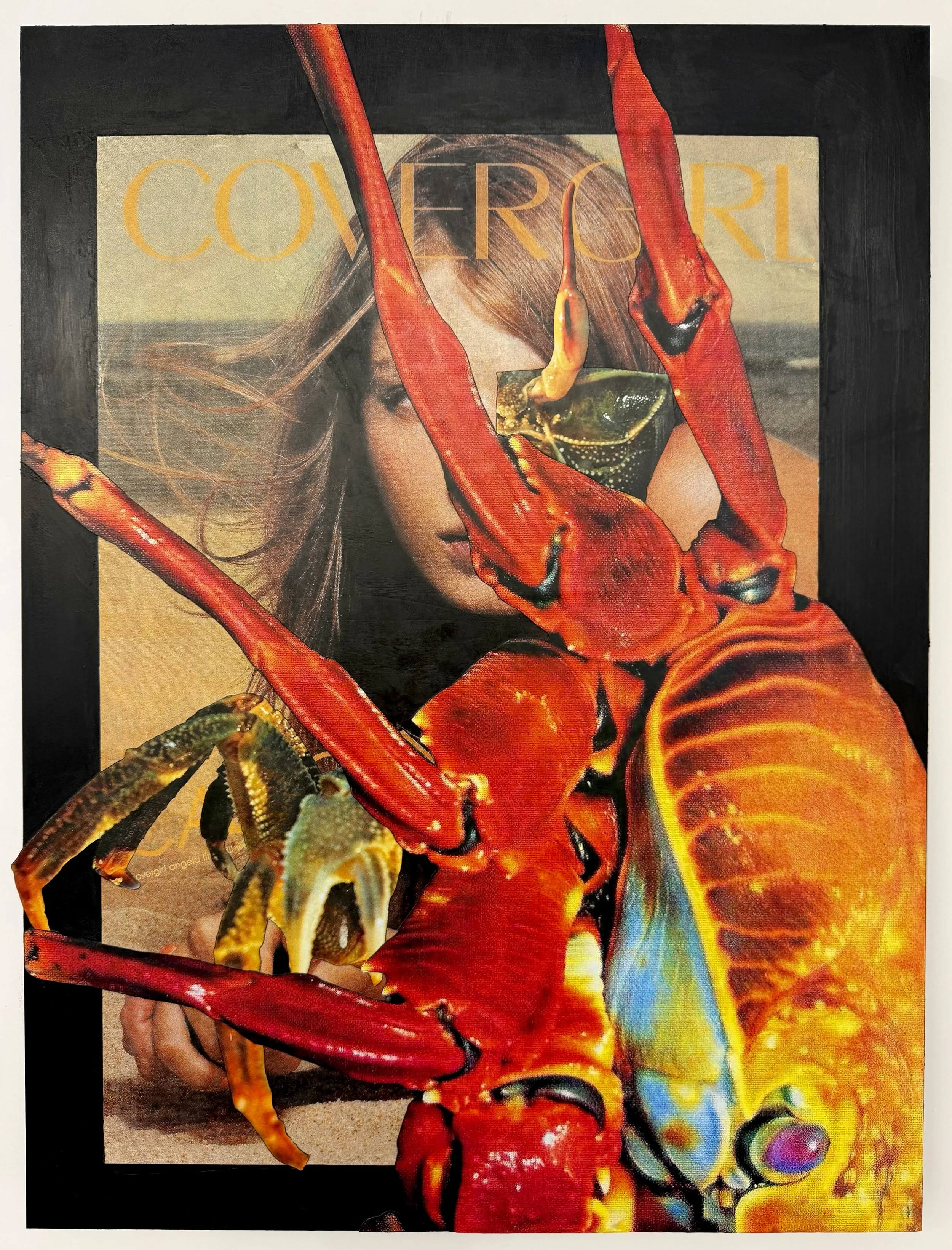   Covergirl , 2026 Acrylic and inkjet print on wood panel 40 × 30 in. (101.6 × 76.2 cm)   