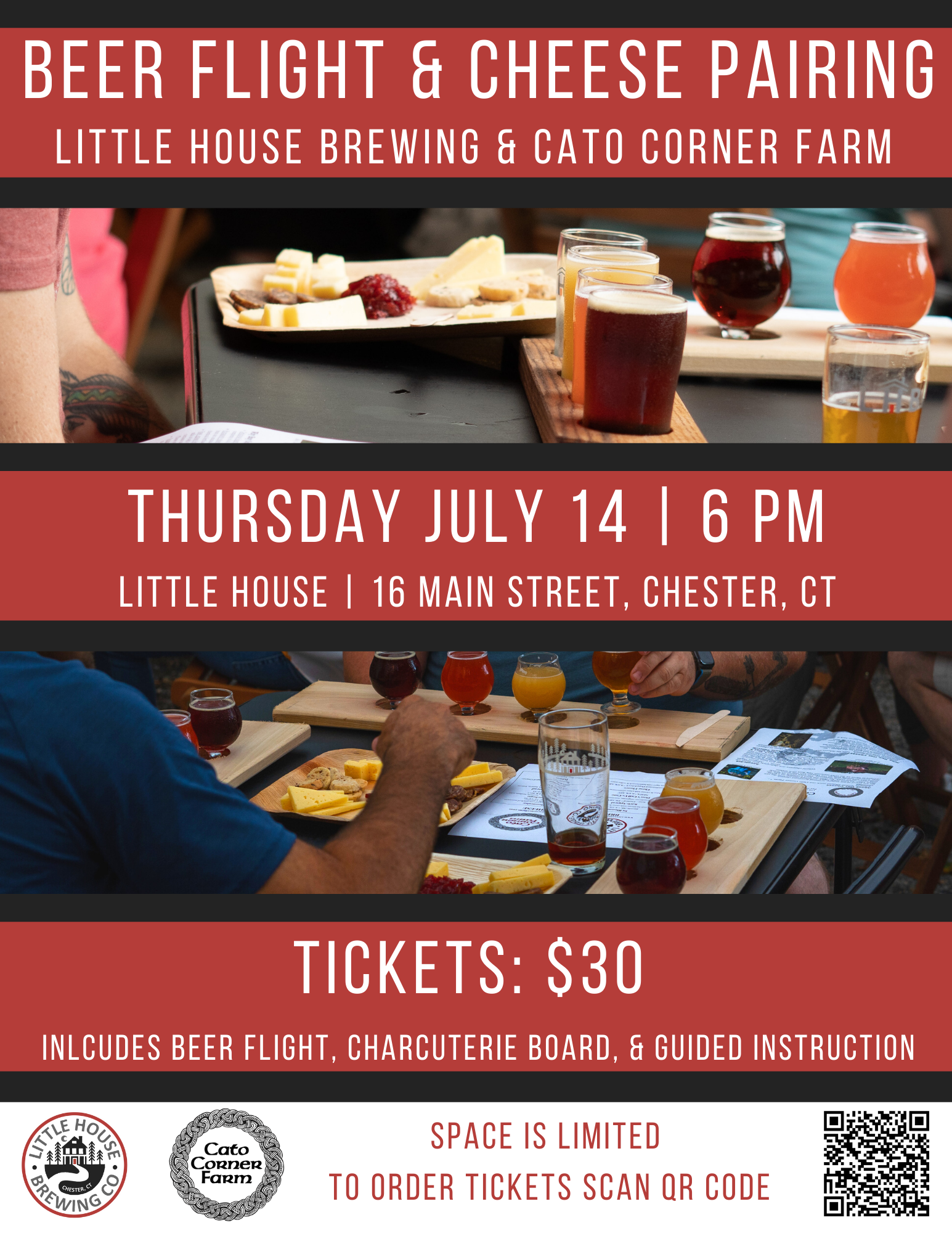 Beer Flight and Cheese Pairing with Cato Corner Farm!