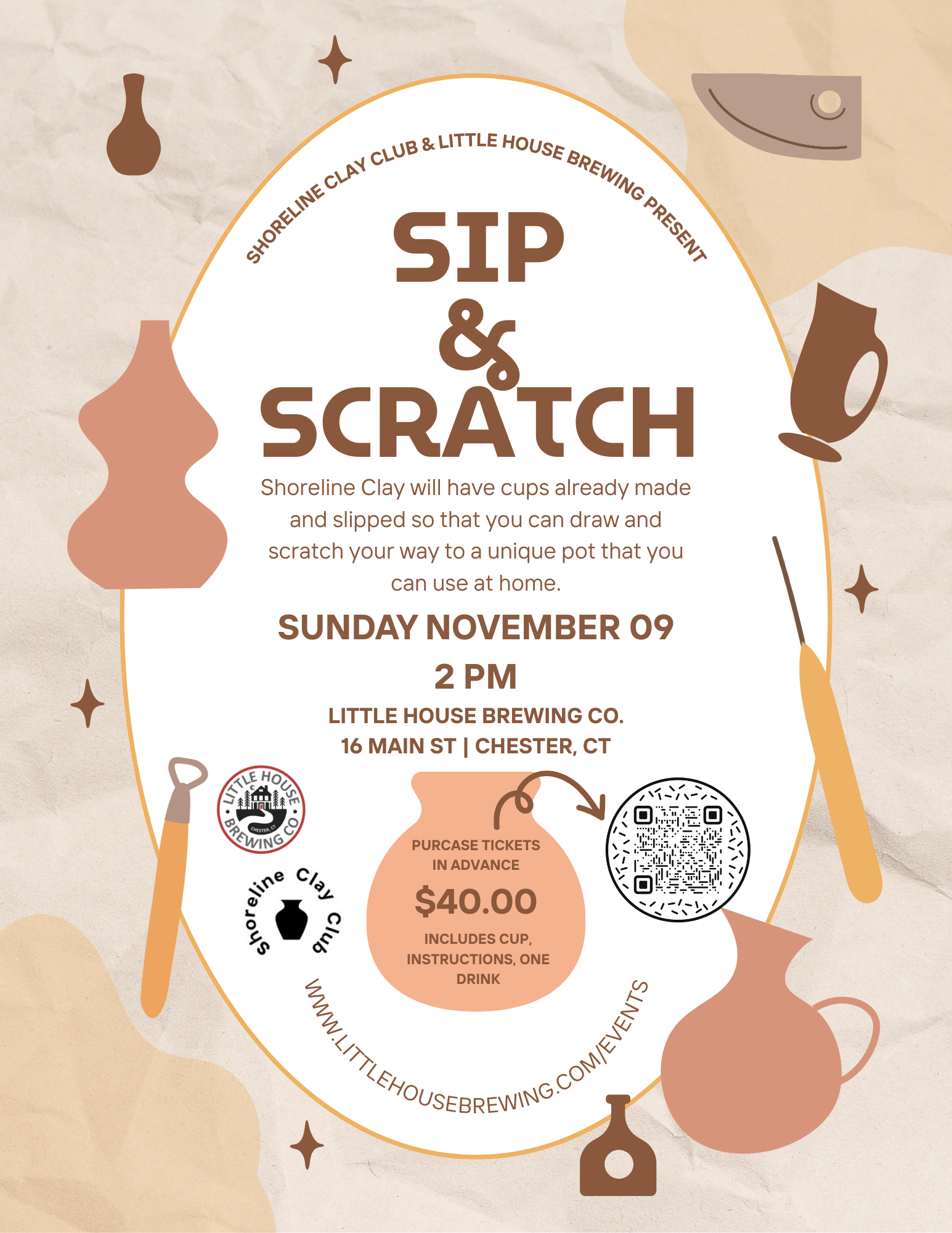 Sip & Scratch hosted by Shoreline Clay Club