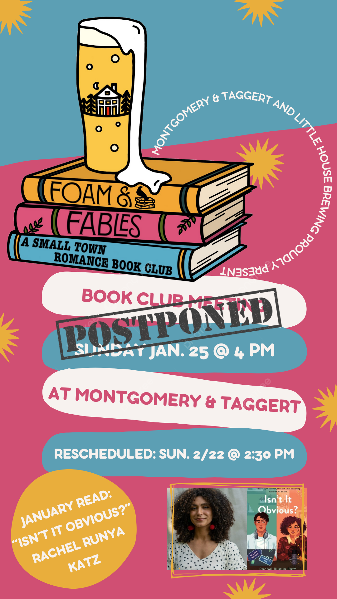 Foam &amp; Fables: A Small Town Romance Book Club: January (POSTPONED from Sun. 1/25)