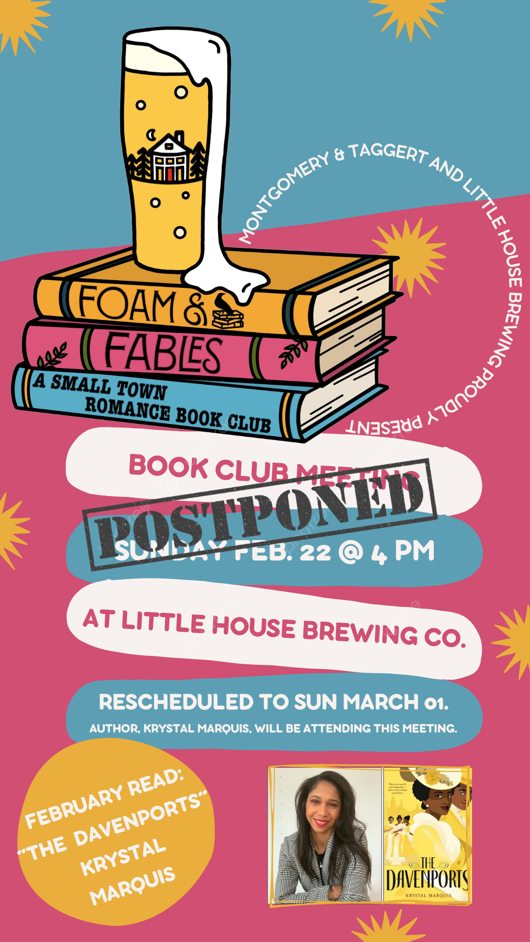 Foam &amp; Fables: A Small Town Romance Book Club: February (POSTPONED FROM SUN. 2/22)