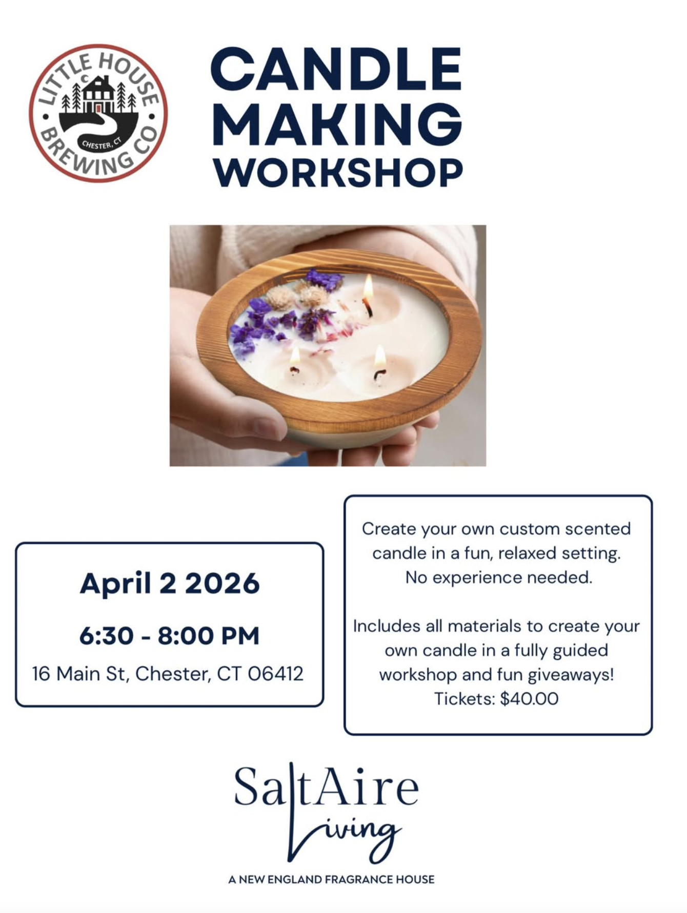 Wooden Bowl Candle Making Workshop with SaltAire Living