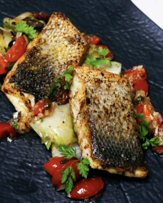 Pan-Seared Black Sea Bass with Artichoke Puree