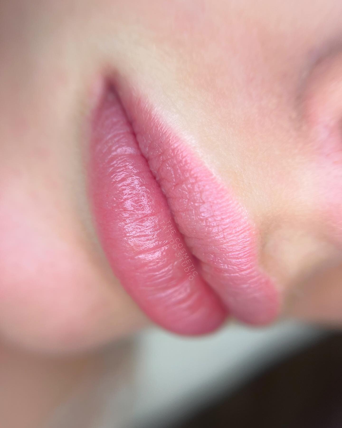 HEALED soft pink lip blush tattoo 🌸 after 1 session, before touch up. 

Artist: Bodi

My client naturally has beautiful full lips!  Her lip colour is naturally quite pale so we did a lovely soft lip blush tattoo for her in a light colour to enhance 