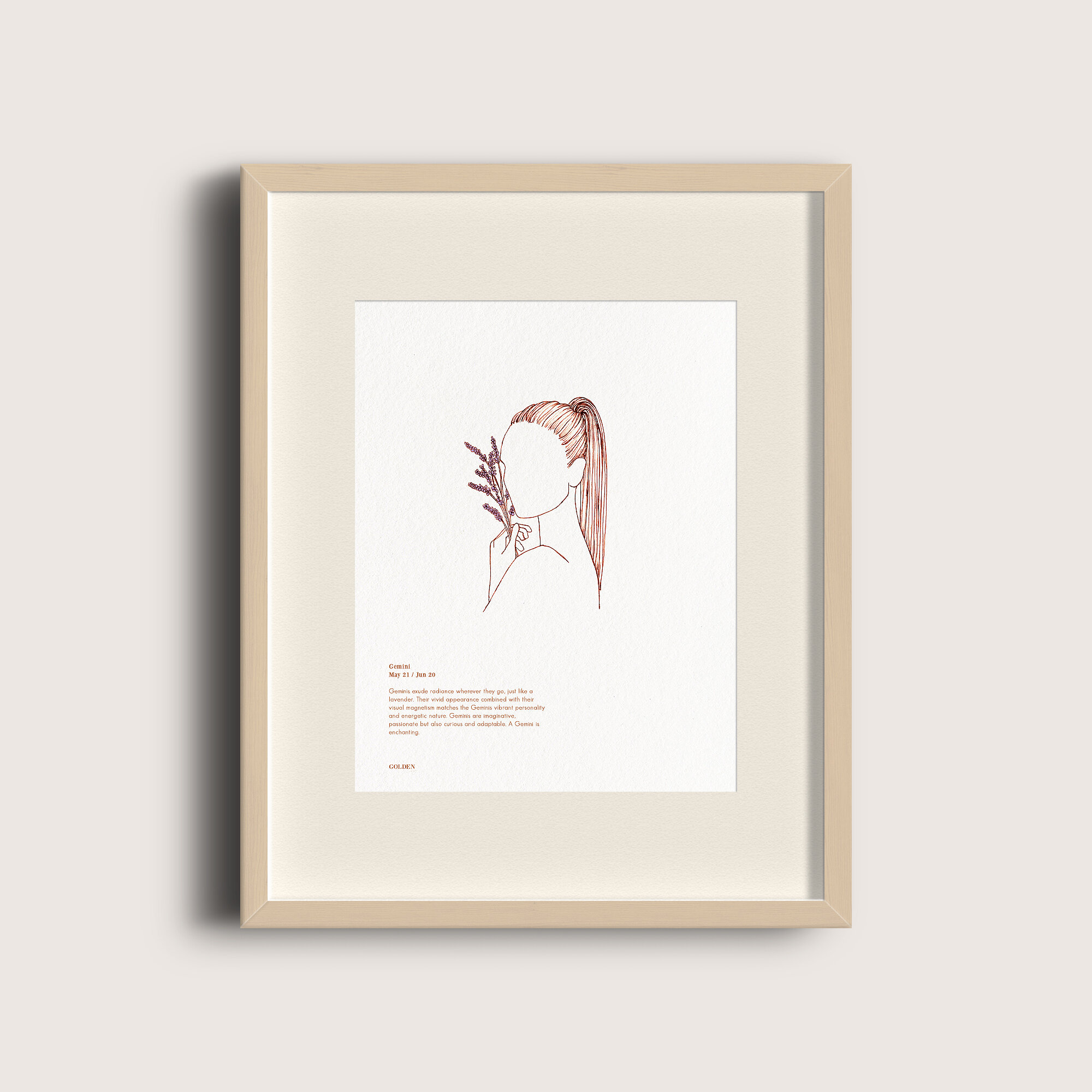 Golden Rose Creative- Pen line botany zodiac Print