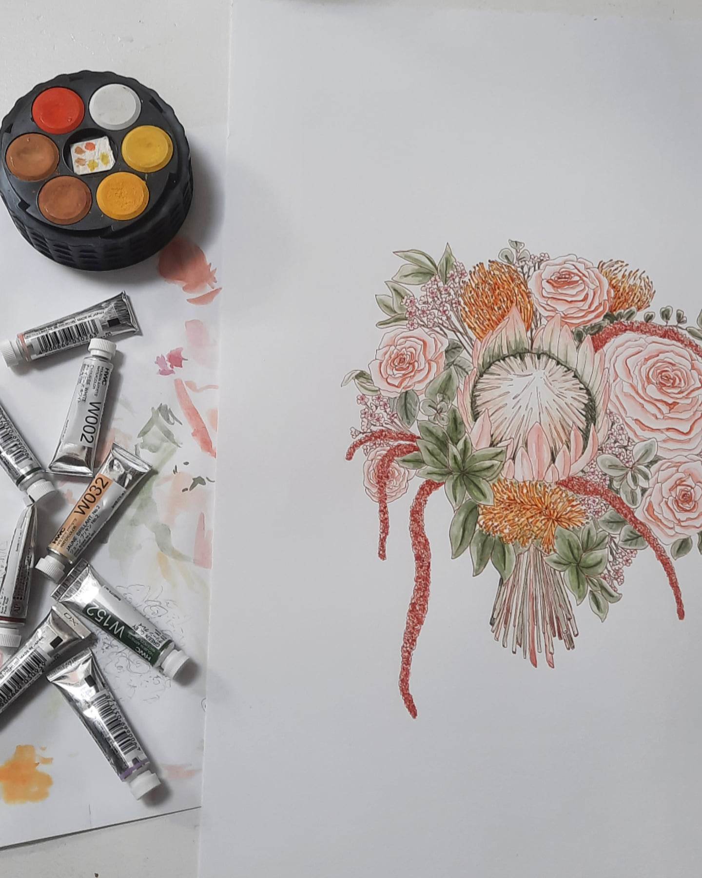 custom watecolour flower bouquet print