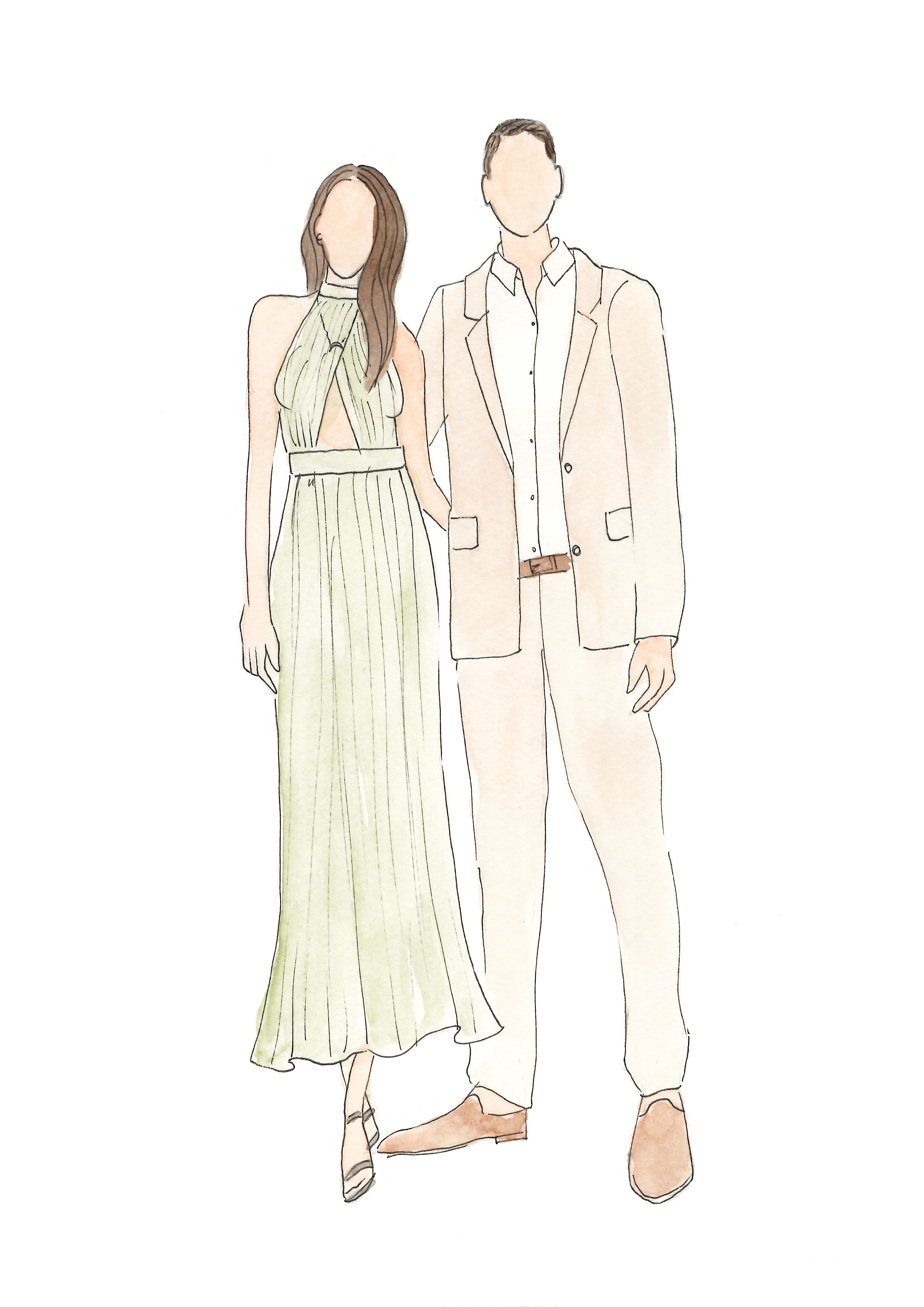 Live fashion wedding guests illustrations