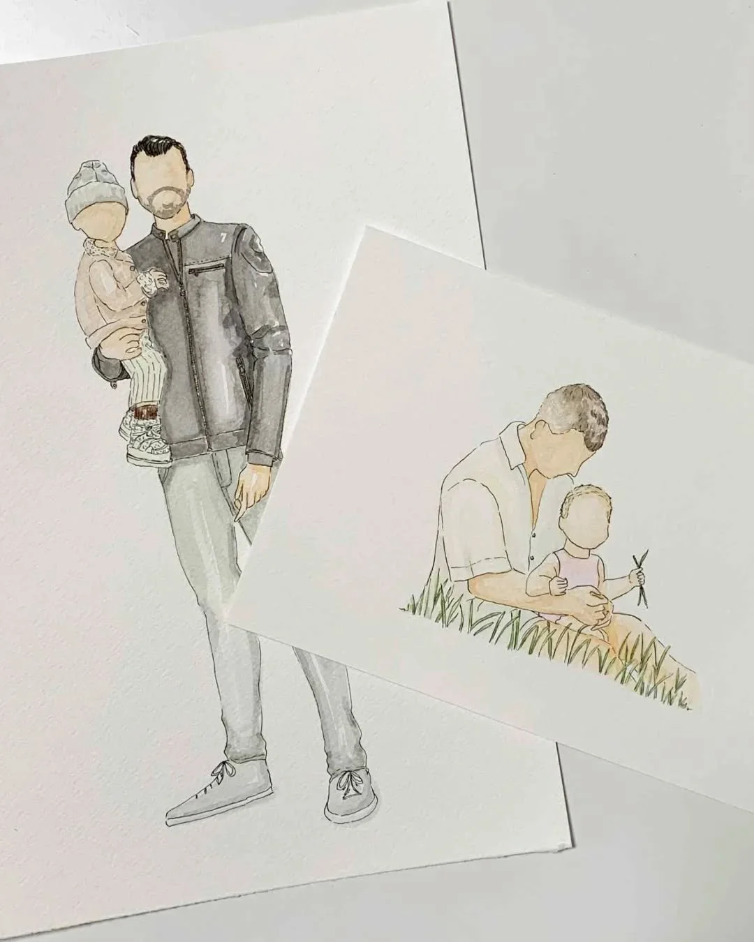 Happy Fathers Day to all the Dads and Fathers figures! 

Here are two custom illustrations I created off a photo as Fathers Day gift. 

#fathersdaygift #fatheranddaughterillustration #fatherandsonillustration #watercolourillustration  #present #dad #