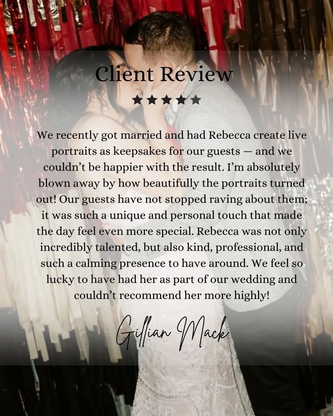 Thank you Gillian, for your amazing review on my wedding portraits for your special day! ❤️ ✨️